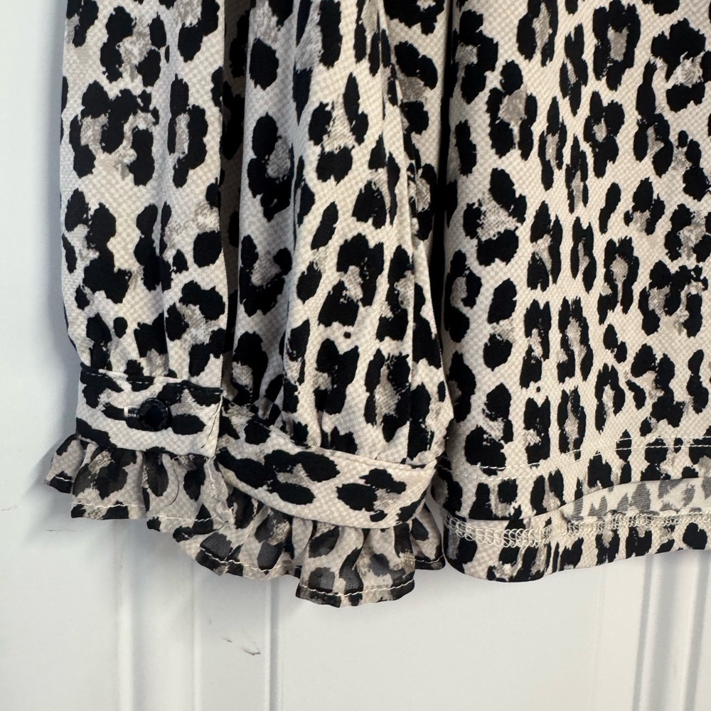 Karl Lagerfeld Black, Gray and White Leopard Print Blouse - Picture 5 of 6